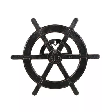 19.5" Coffee Brown Contemporary Ship Wheel Hose Holder