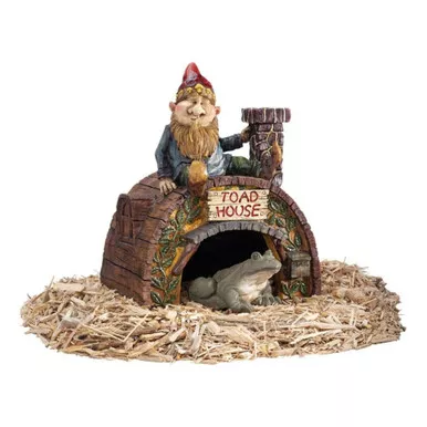Garden Gnome's "Toad House" Outdoor Garden Statue - 11.5"